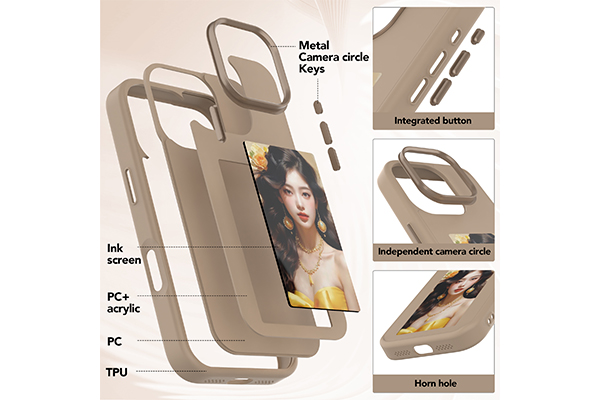 How can the artificial intelligence e-ink screen phone case specifically help improve work efficiency?